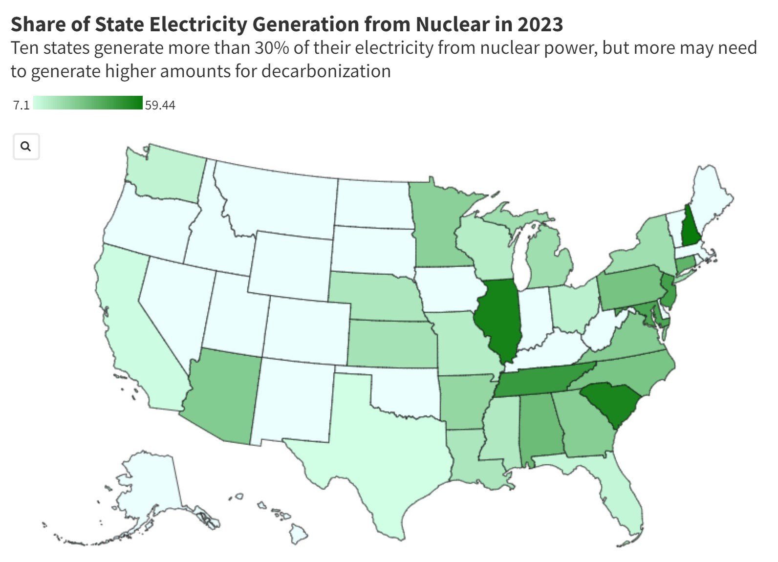 Share of State Electricity Generation from Nuclear in 2023